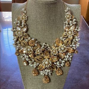 Faux pearl and glass statement necklace